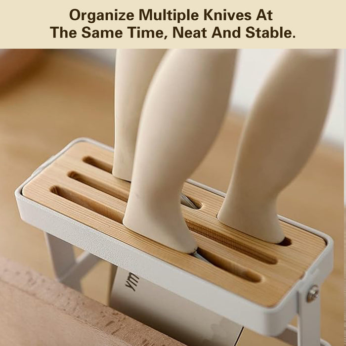 Kitchen Storage Rack Iron Bamboo Multi Slot Holder 21.4cm