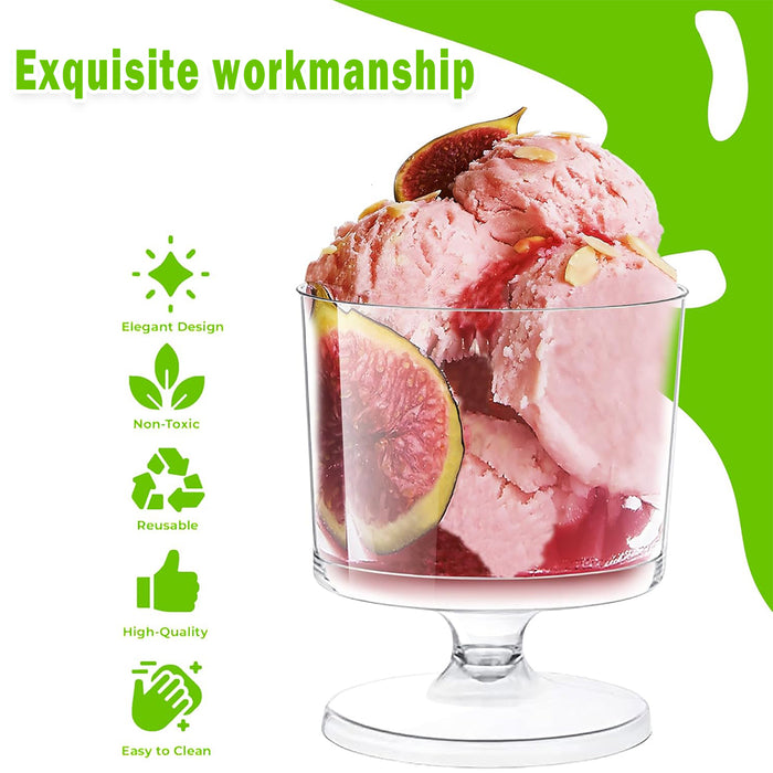 30 Pcs Clear Hard Plastic Dessert Cups 7oz 6.9cm