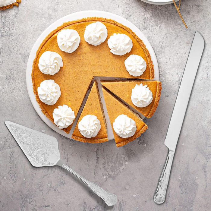 Cake Knife And Scoop Set Stainless Steel Gold Silver