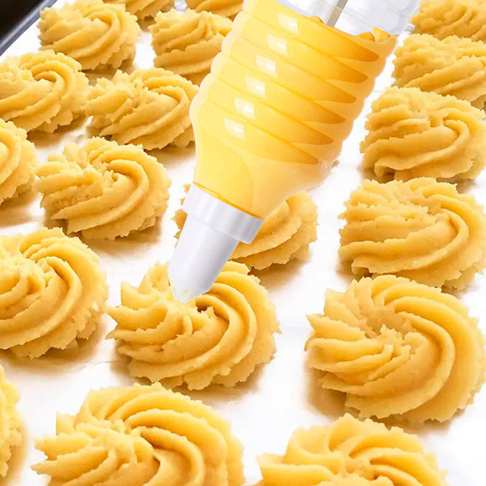 Cookie Press Gun with 8 Nozzles Food-Grade Plastic White