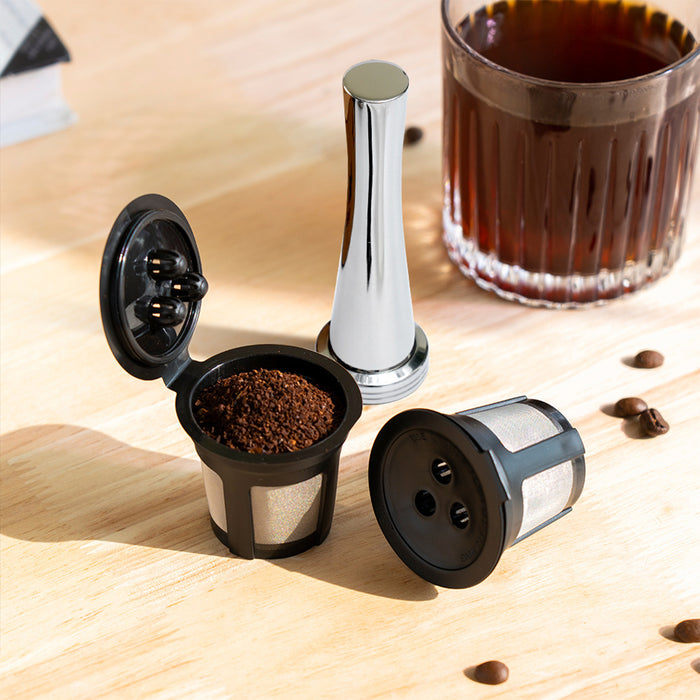 4 Pcs Reusable K-Cup Capsules Three-Hole for Ninja Dual Brew