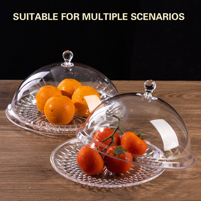Transparent Fruit Plate with Dome Lid 31.5 cm Food Grade Plastic Pedestal