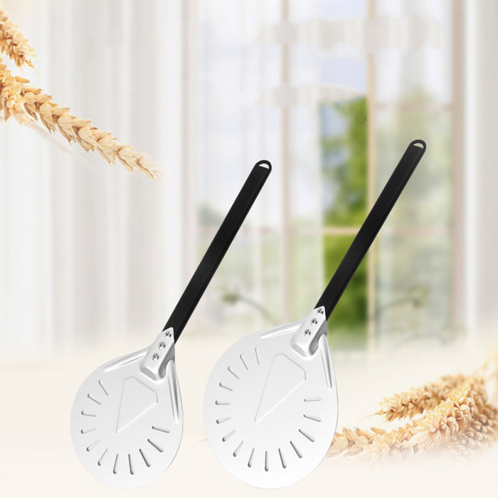 304 Stainless Steel Perforated Pizza Peel with Wooden Handle 3 Sizes 7 in / 8 in / 9 in