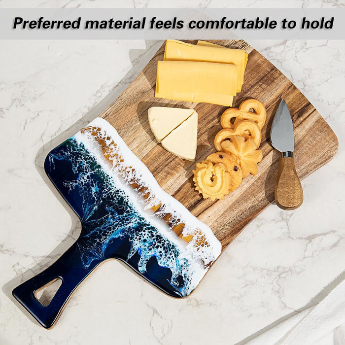 Wave Cutting Board Wood With Resin Coating Handle 36cm