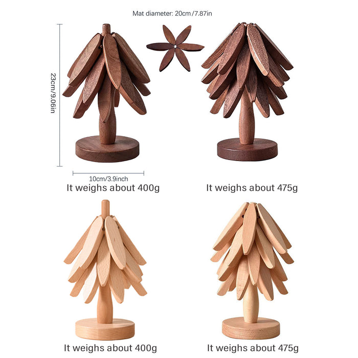 Solid Wooden Trivet for Hot Dish Walnut Christmas Tree Table Heat-Resistant Mat