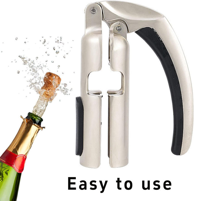 Champagne Corkscrew with Lever Anti Slip Handle Zinc Alloy