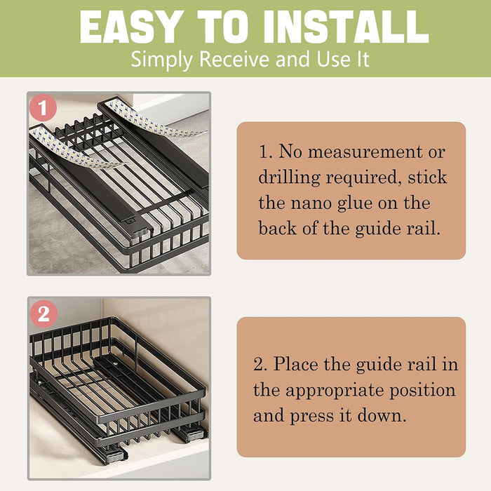 Pull Out Storage Rack Silent Rails Carbon Steel Black