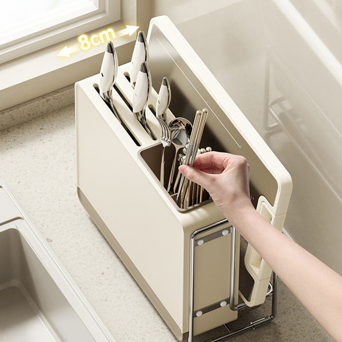 1 Pc Draining Countertop Knife Cutlery Storage Rack Coffee Brown