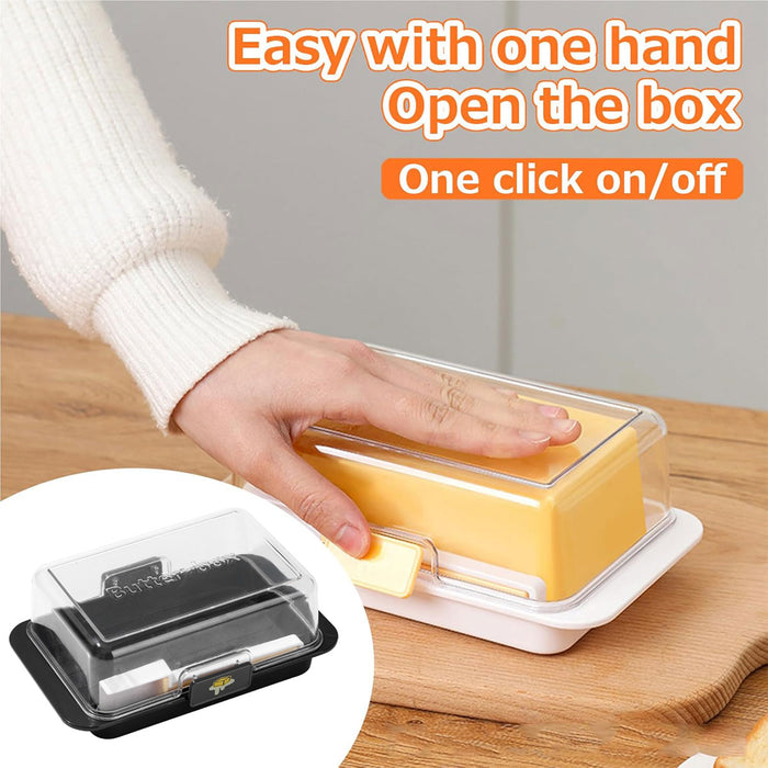Butter Storage Box with Spoon Airtight Grid PP 280g
