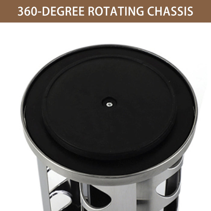 Stainless Steel Rotating Spice Rack with 12 Glass Jars