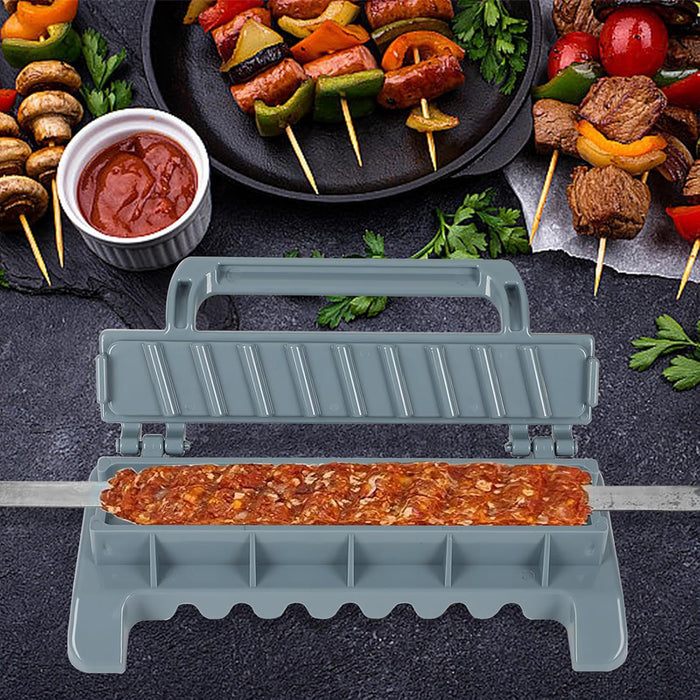Foldable Barbecue Mold Skewer Maker with Flip Cover Grey
