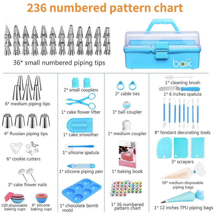 236 Pcs Cake Decorating Tools Kit with Piping Tips and Bags