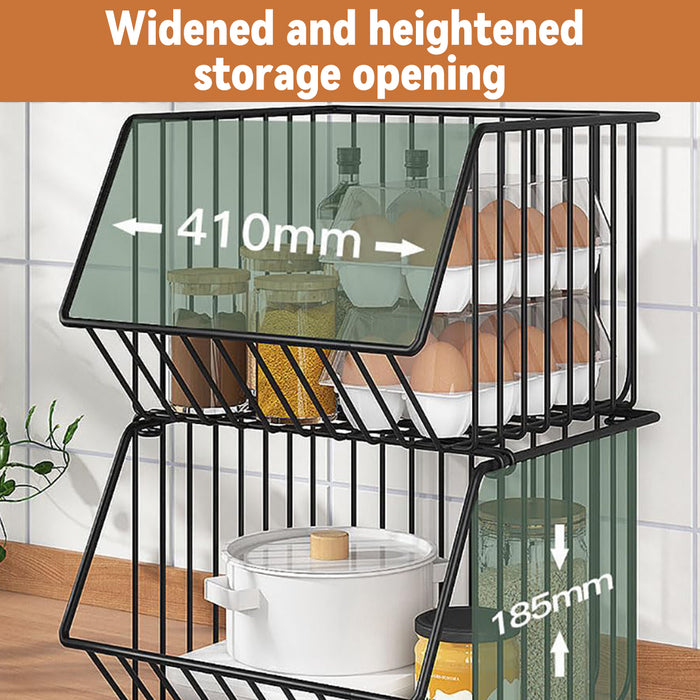 5 Layer Kitchen Storage Rack With Locking Wheels Black