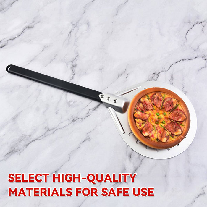 304 Stainless Steel Perforated Pizza Peel with Wooden Handle 3 Sizes 7 in / 8 in / 9 in