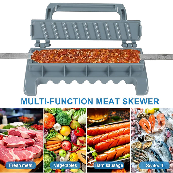 Foldable Barbecue Mold Skewer Maker with Flip Cover Grey