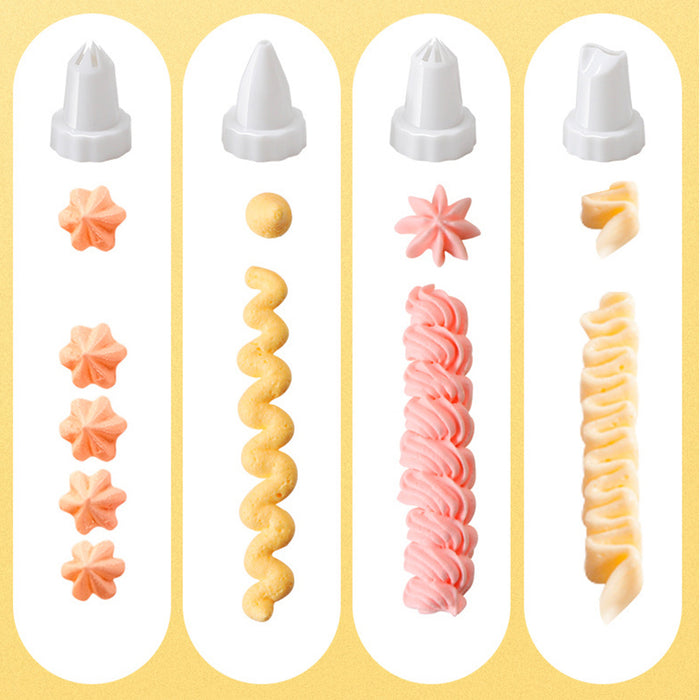 Cookie Press Gun with 8 Nozzles Food-Grade Plastic White