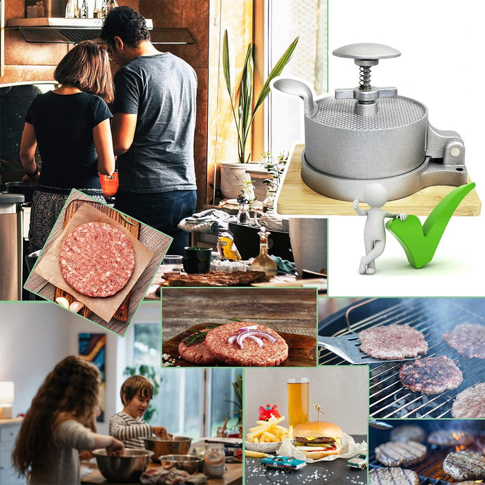 Flip Top Burger Press Meat Patty Maker Spring Plunger
