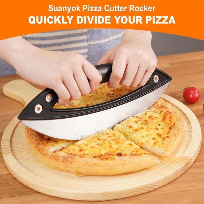 430 Stainless Steel Pizza Cutter with Protective Cover PP Handle 29.6 x 11.5 cm