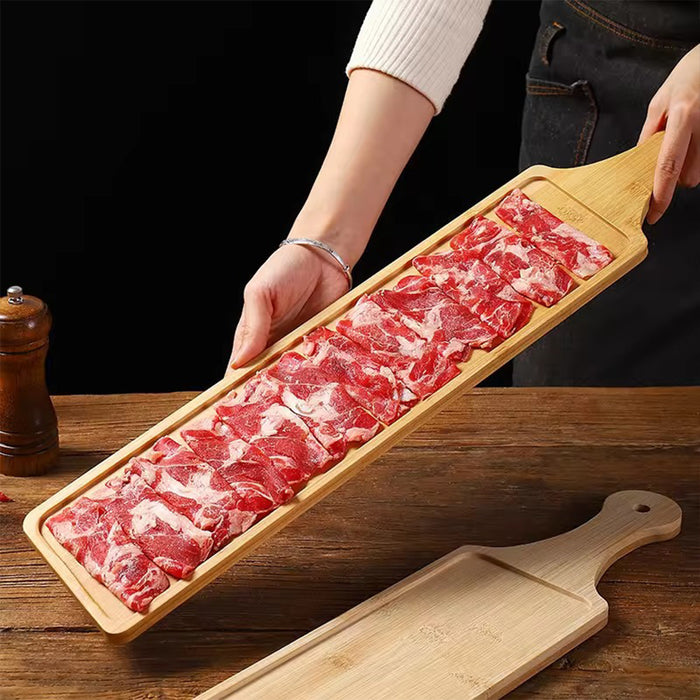 Long Wooden Serving Tray with Handle 60 x 11.5 cm for Hot Pot
