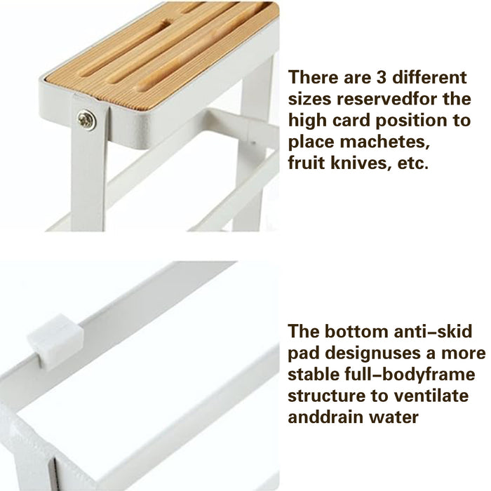 Kitchen Storage Rack Iron Bamboo Multi Slot Holder 21.4cm