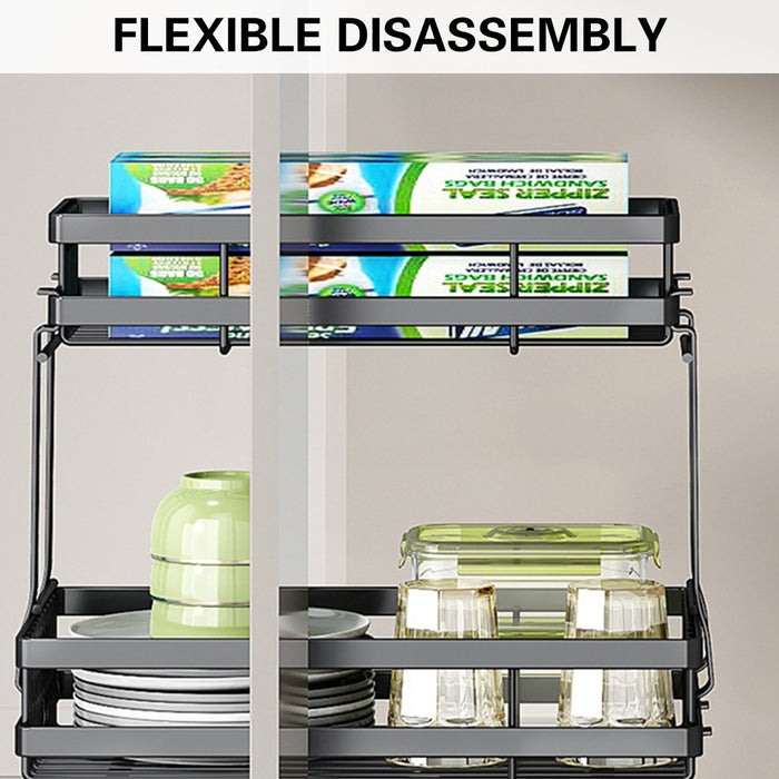 Pull Out Storage Rack Silent Rails Carbon Steel Black