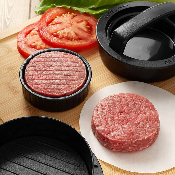 3 In 1 Hamburger Press with 100 Greaseproof Papers Black
