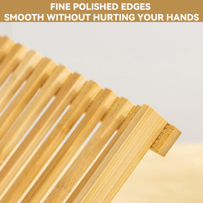Foldable Bamboo 2 Tier Dish Drying Rack for Kitchen Counter