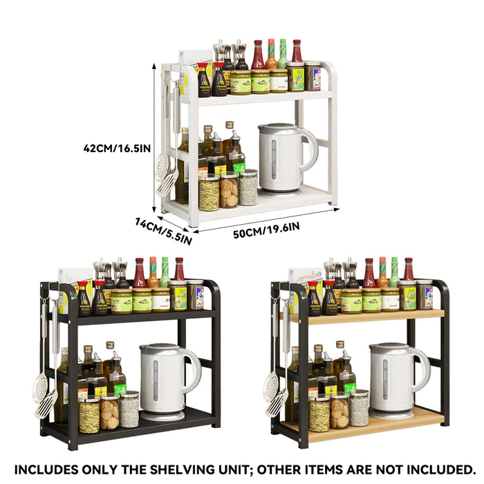 2 Tier Kitchen Storage Rack Steel Frame Board 50cm