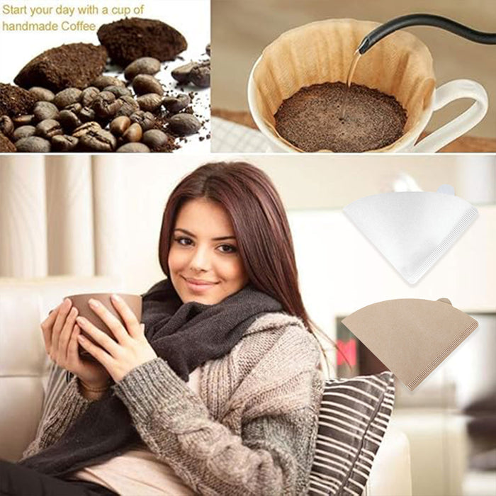 100 Pcs Conical Coffee Filter Paper Virgin Wood Pulp
