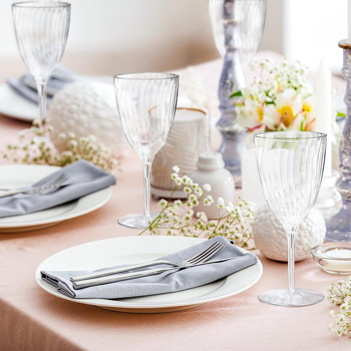 8 Pcs Plastic Wine Glasses 210ml Twill Design Transparent