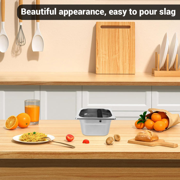 Stainless Steel Coffee Grounds Bucket with Rubber Buffer Rod