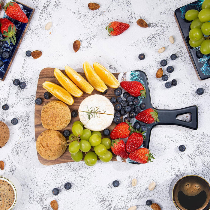 Wave Cutting Board Wood With Resin Coating Handle 36cm