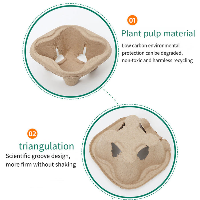 100 Pcs Recycled Paper Pulp Cup Tray 2 4 Cup Carrier