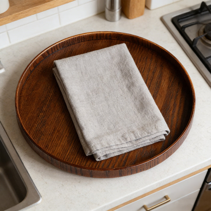 Round Wooden Serving Tray 4 Sizes 21 24 27 and 30 cm Natural Wood Grain