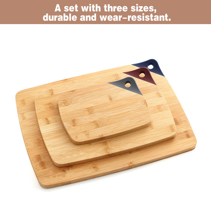 3 Pcs Bamboo Cutting Board Set with Silicone Corners