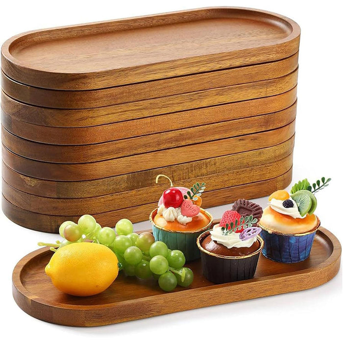 8 Pcs Wooden Serving Tray for Cake Snacks and Dim Sum 29 x 10.5 cm