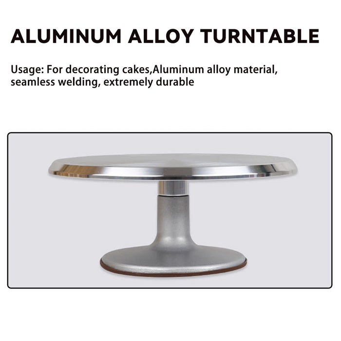 Cake Turntable Aluminum Alloy 31cm with Silicone Base Silver