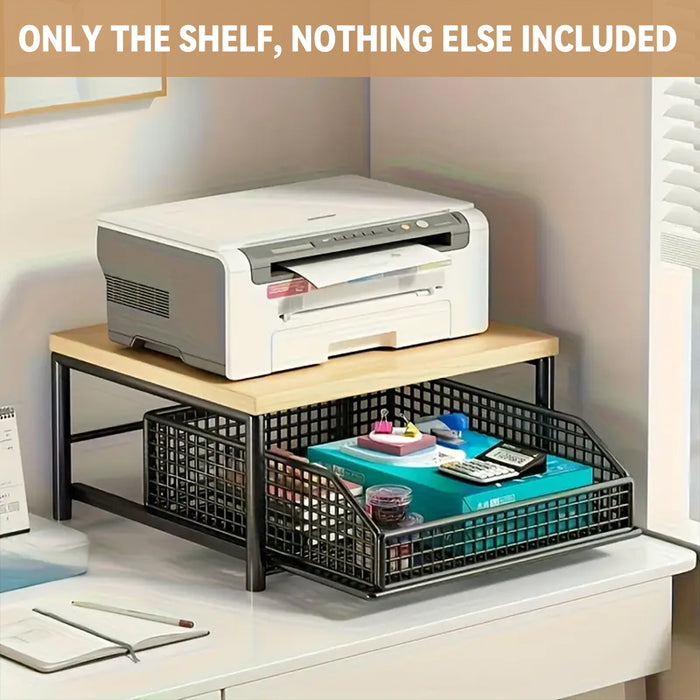 Kitchen Countertop Storage Rack With Drawer Iron Wood