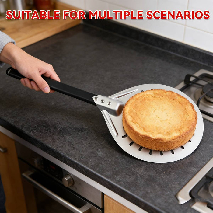 304 Stainless Steel Perforated Pizza Peel with Wooden Handle 3 Sizes 7 in / 8 in / 9 in