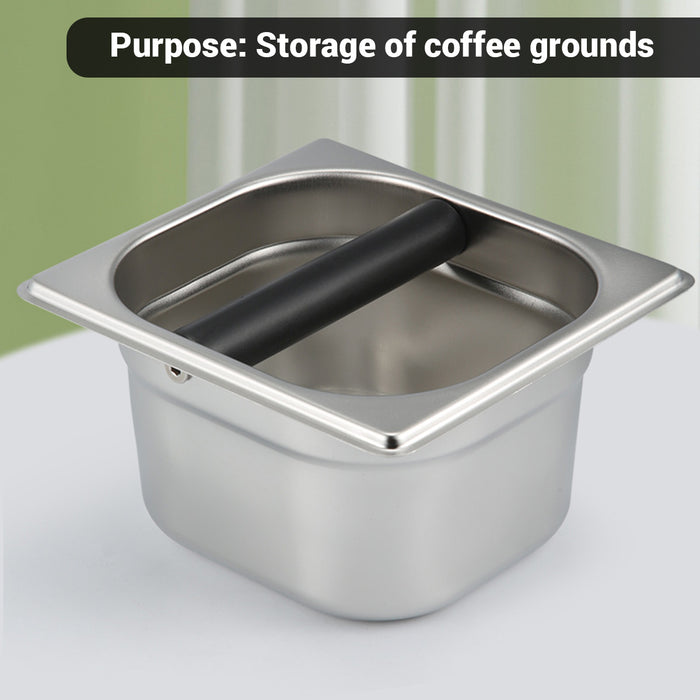 Stainless Steel Coffee Grounds Bucket with Rubber Buffer Rod