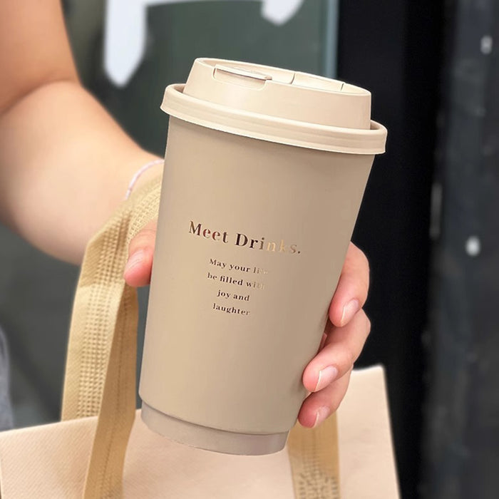 50 Pcs Coffee Paper Cups with Lids Matte Brown 330ml 380ml 500ml