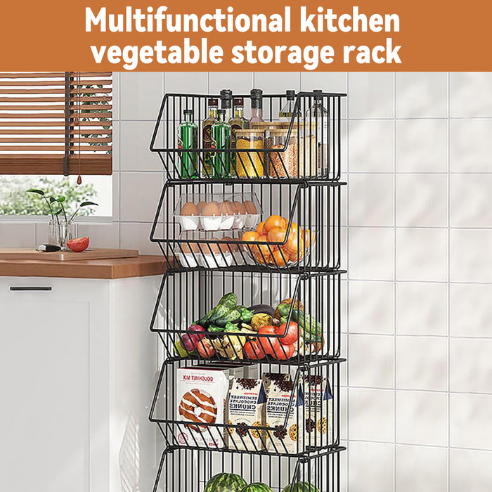 5 Layer Kitchen Storage Rack With Locking Wheels Black