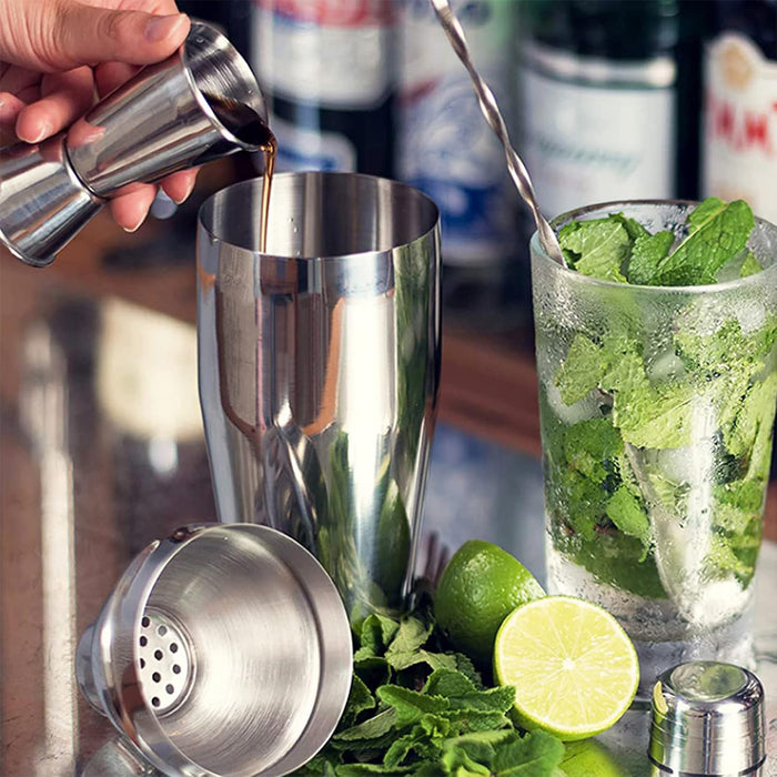 3 Pcs Stainless Steel Cocktail Shaker Set 750ML with Jigger