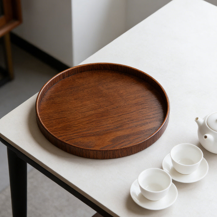 Round Wooden Serving Tray 4 Sizes 21 24 27 and 30 cm Natural Wood Grain