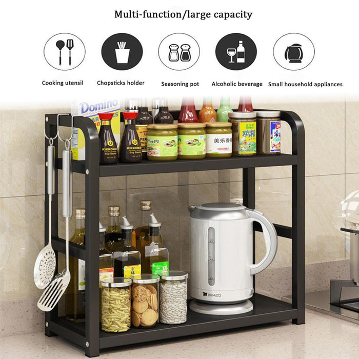 2 Tier Kitchen Storage Rack Steel Frame Board 50cm
