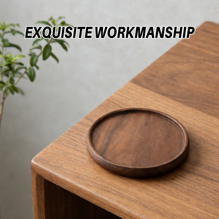 4 Pcs Round Wooden Coaster Set Heat Resistant Natural Wood Grain 8.8 cm