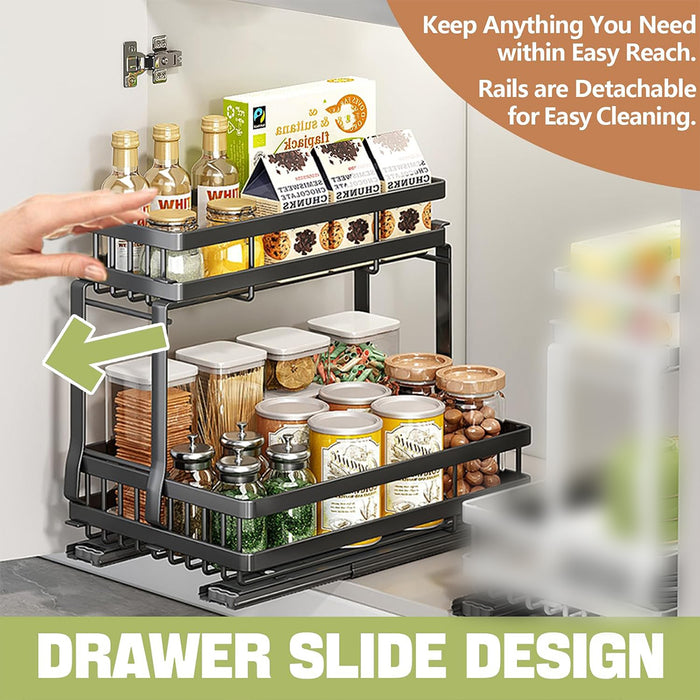 Pull Out Storage Rack Silent Rails Carbon Steel Black