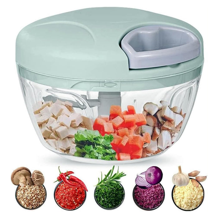 500ml Manual Food Chopper with Pull Handle and Steel Blades