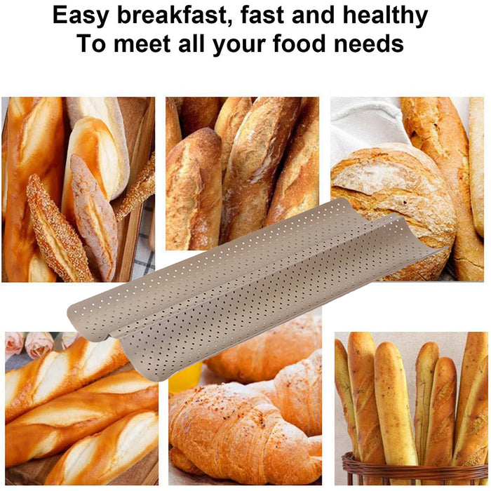 Nonstick Baguette Baking Tray with 2 Compartments Carbon Steel