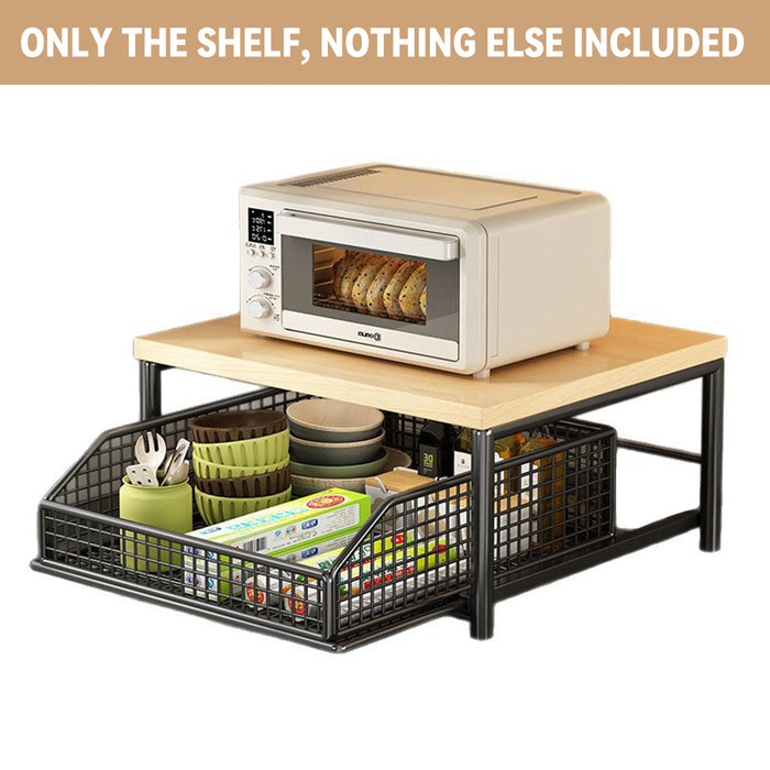 Kitchen Countertop Storage Rack With Drawer Iron Wood